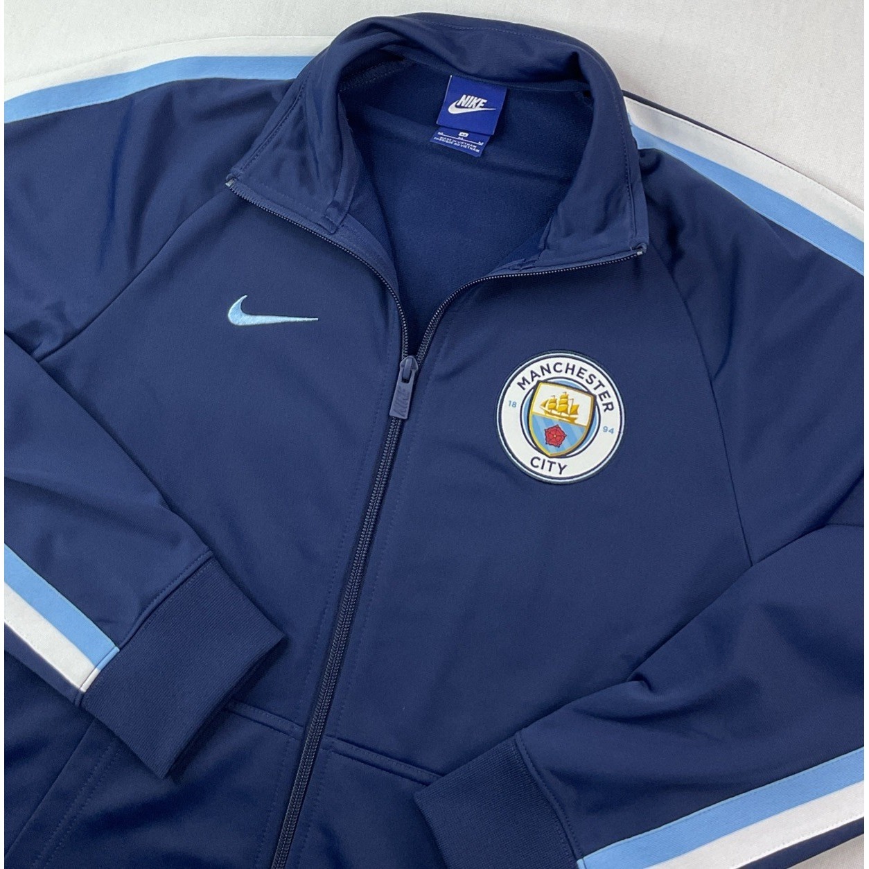 Nike Manchester City Fc Track Jacket Men Sz M Football Training Blue Swoosh
